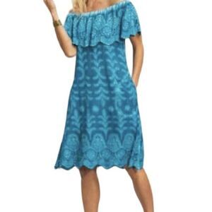 Soft Surroundings Size 2X Senorita Eyelet Off the Shoulder Dress Boho Vacation